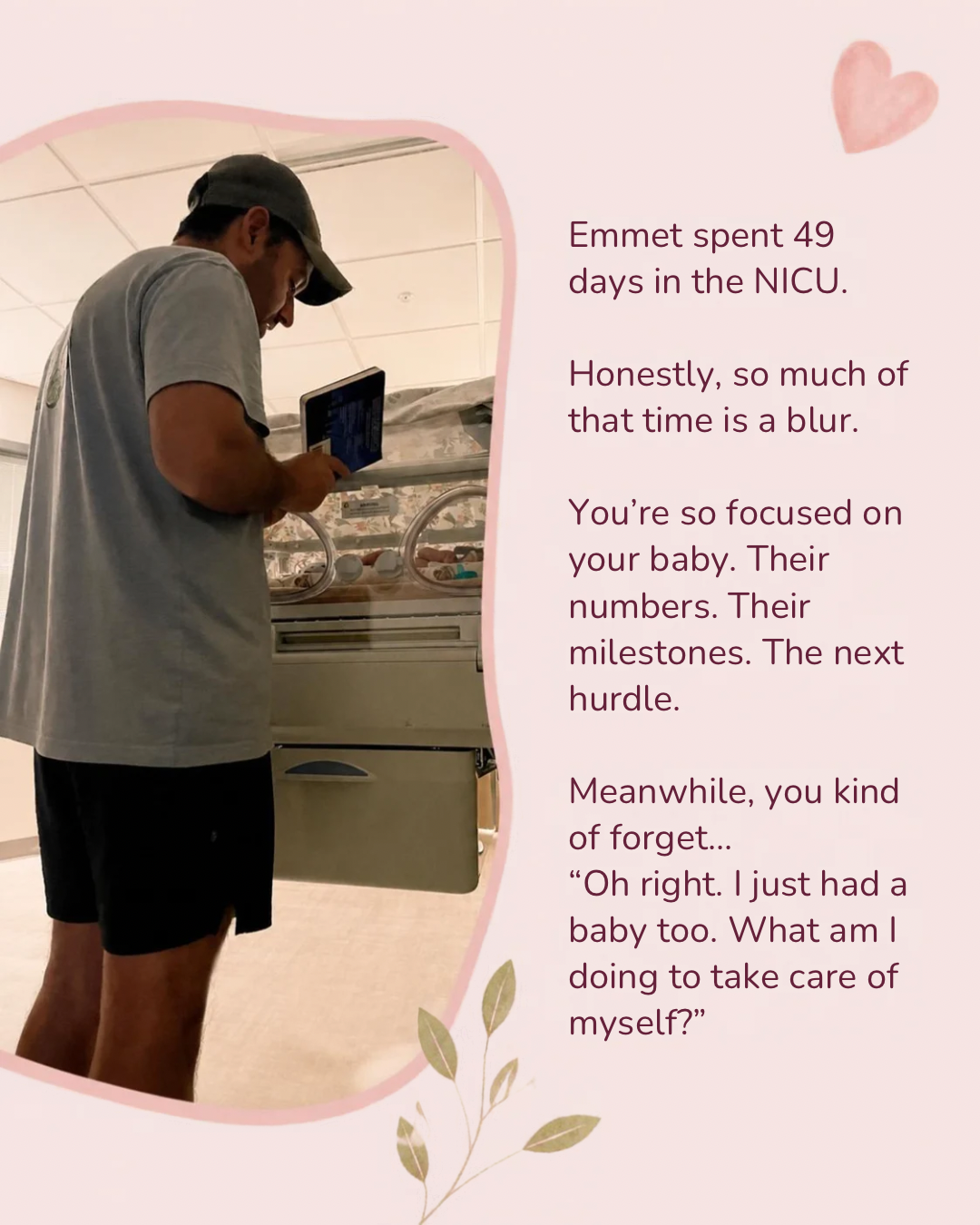 Emmet’s father beside his incubator during Emmet’s 49-day NICU stay